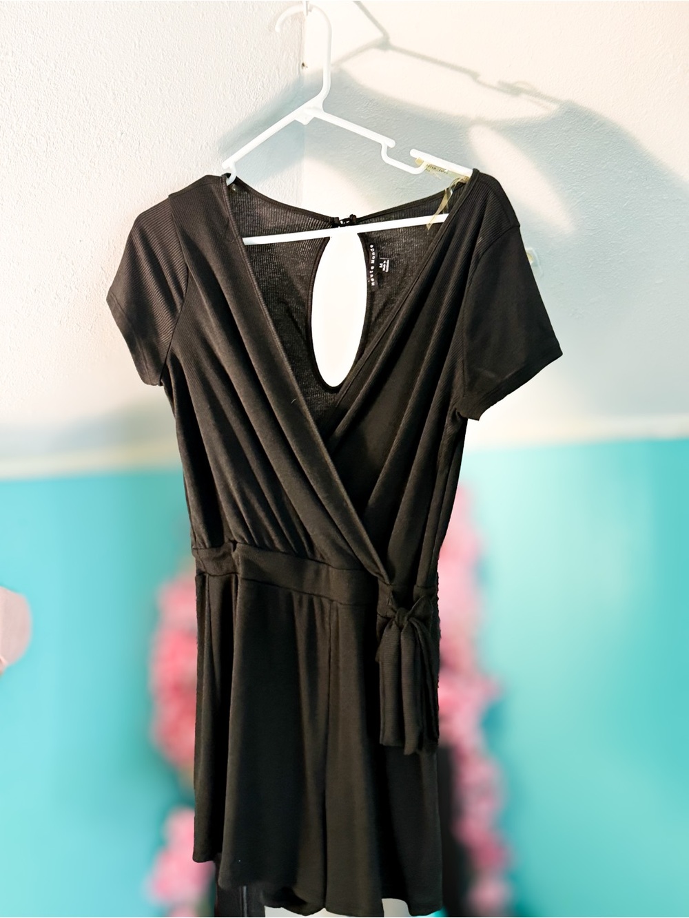 Classic Black Wrap Short-Sleeve romper